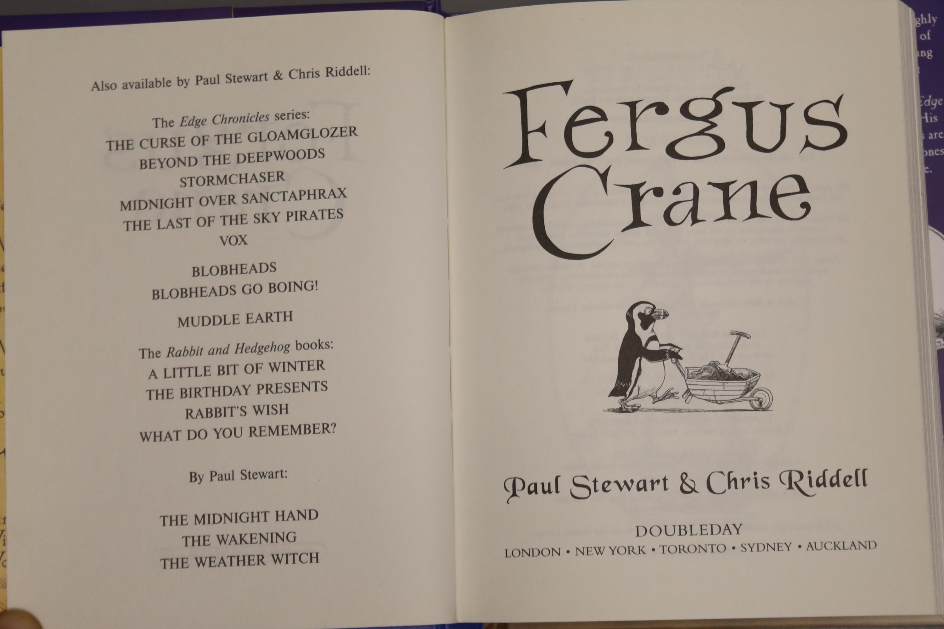 Stuart Paul & Riddell, Chris – Far Flung Adventures (Hugo Pepper, Corby Flood, Furgus Crane, (x2 copies of Crane) 12mo, (dj’s present) Doubleday, 2004, 2005, 2006.
